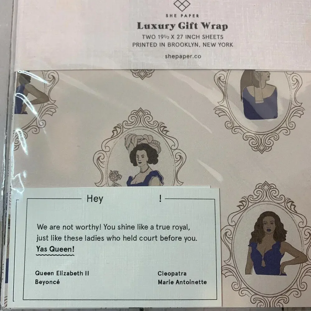 She Paper Luxury Gift Wrap Yas Queen Royal Portraits 2‎ Sheets 19.5x27 Brooklyn